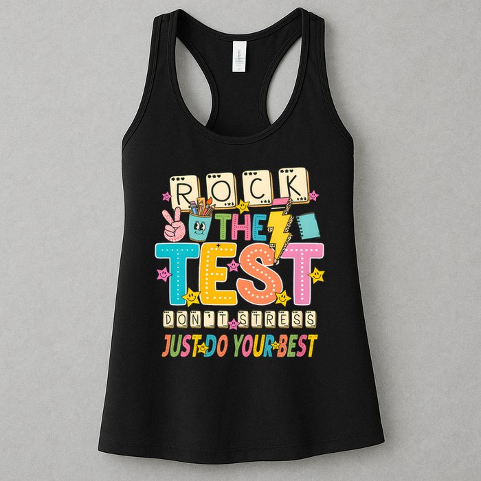 Rock The Test Don't Stress Just Do Your Best Teacher Testing Womens Tank Top