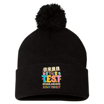 Rock The Test Don't Stress Just Do Your Best Teacher Testing Pom Pom 12in Knit Beanie