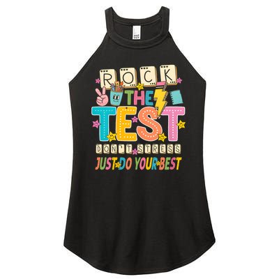 Rock The Test Don't Stress Just Do Your Best Teacher Testing Women's Perfect Tri Rocker Tank