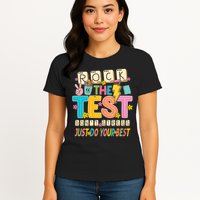 Rock The Test Don't Stress Just Do Your Best Teacher Testing Womens T-Shirt