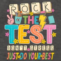 Rock The Test Don't Stress Just Do Your Best Teacher Testing Vector Backpack