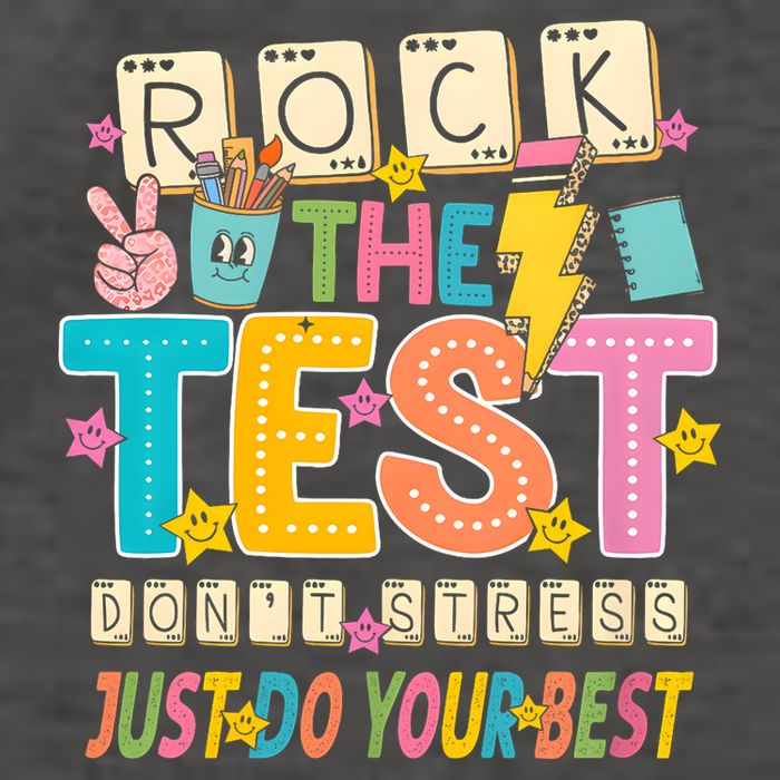 Rock The Test Don't Stress Just Do Your Best Teacher Testing Vector Backpack