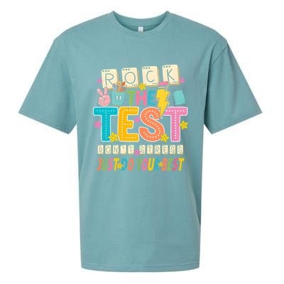 Rock The Test Don't Stress Just Do Your Best Teacher Testing Sueded Cloud Jersey T-Shirt