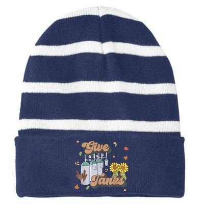 Respiratory Therapist Thanksgiving RT Nurse Super Tankful Striped Beanie with Solid Band