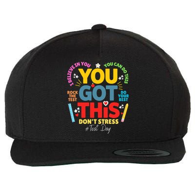 Rock The Test Dont Stress You Got This Teacher Testing Day  Wool Snapback Cap
