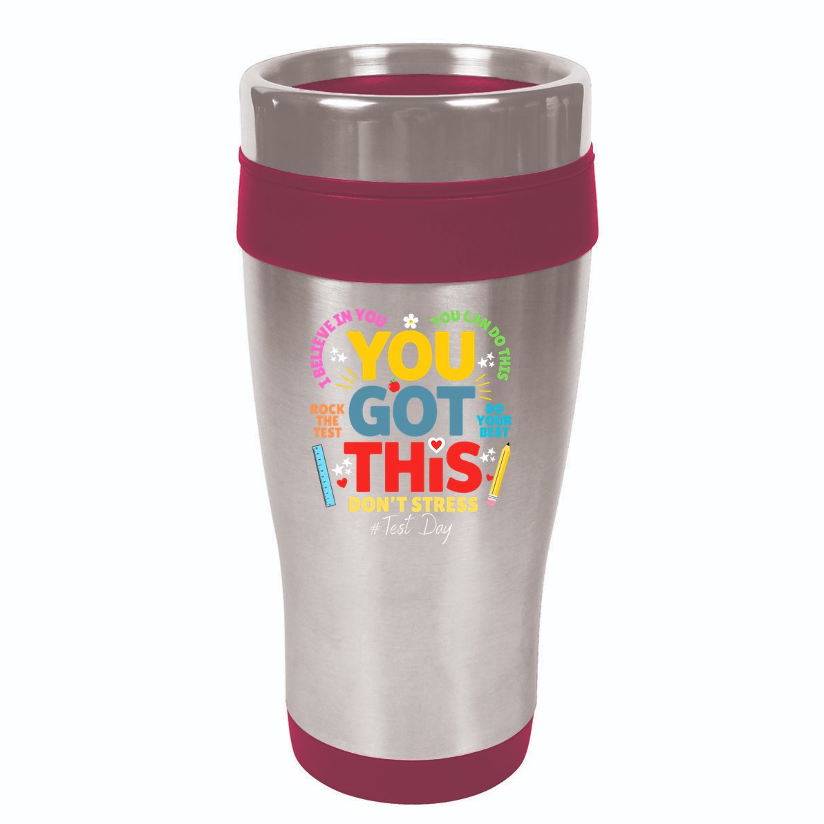 Rock The Test Dont Stress You Got This Teacher Testing Day  16oz Travel Tumbler