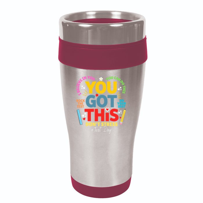 Rock The Test Dont Stress You Got This Teacher Testing Day  16oz Travel Tumbler