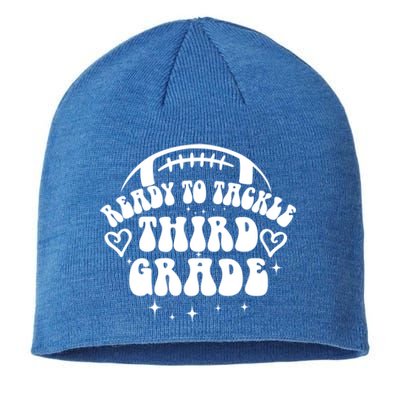 Ready To Tackle Third Grade First Day Of School Football Gift Sustainable Beanie