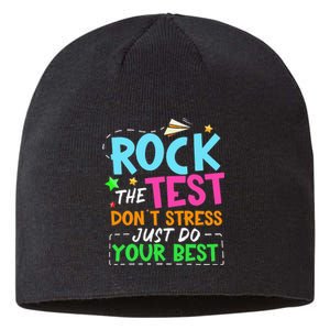 Rock The Test Don't Stress Just Do Your Best Teacher Sustainable Beanie