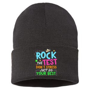 Rock The Test Don't Stress Just Do Your Best Teacher Sustainable Knit Beanie