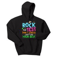 Rock The Test Don't Stress Just Do Your Best Teacher Kids Hoodie