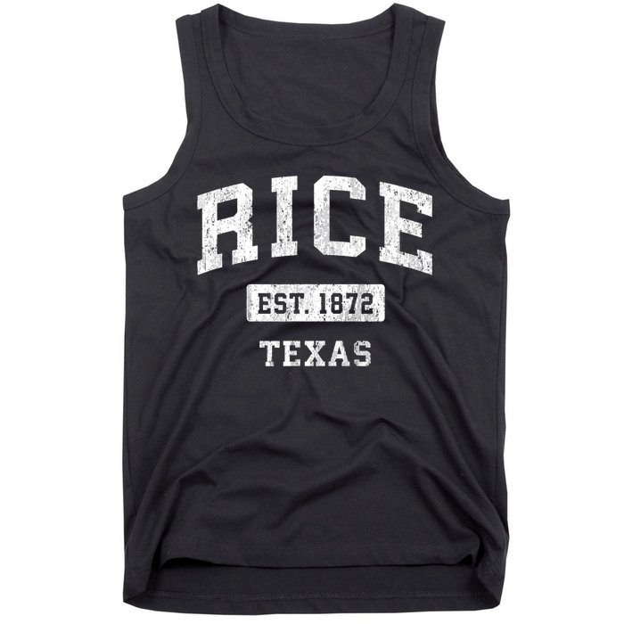 Rice Texas Tx Vintage Sports Established Tank Top