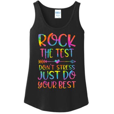 Rock the Test Don't Stress Testing Day Teacher Student Gift Ladies Essential Tank