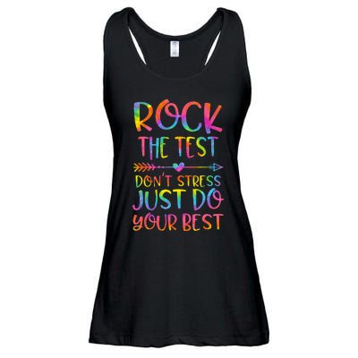 Rock the Test Don't Stress Testing Day Teacher Student Gift Ladies Essential Flowy Tank