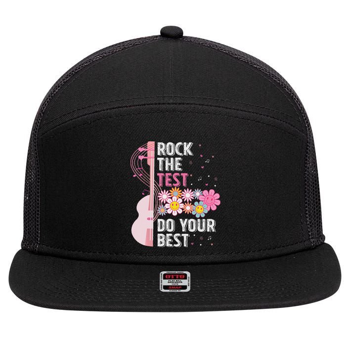 Rock The Test Do Your Best Testing Day Teachers Students 7 Panel Mesh Trucker Snapback Hat