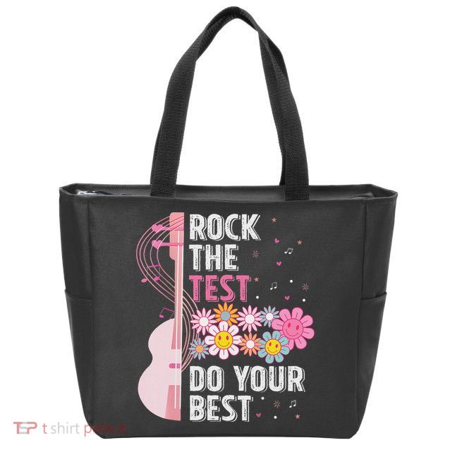 Rock The Test Do Your Best Testing Day Teachers Students Zip Tote Bag