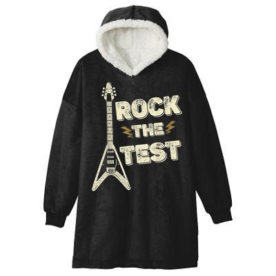Rock The Test Guitar Teacher Test Day Testing Day Teacher Hooded Wearable Blanket