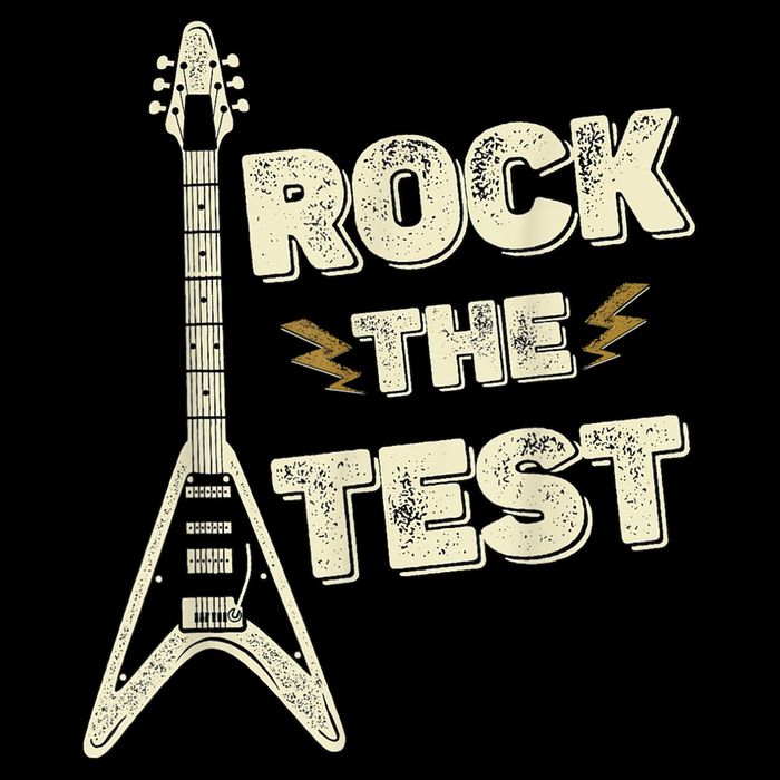 Rock The Test Guitar Teacher Test Day Testing Day Teacher Flat Bill Trucker Hat