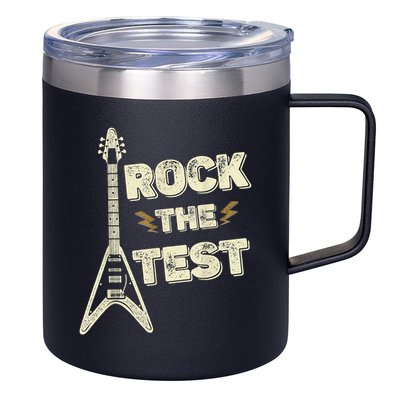 Rock The Test Guitar Teacher Test Day Testing Day Teacher 12oz Stainless Steel Coffee Mug