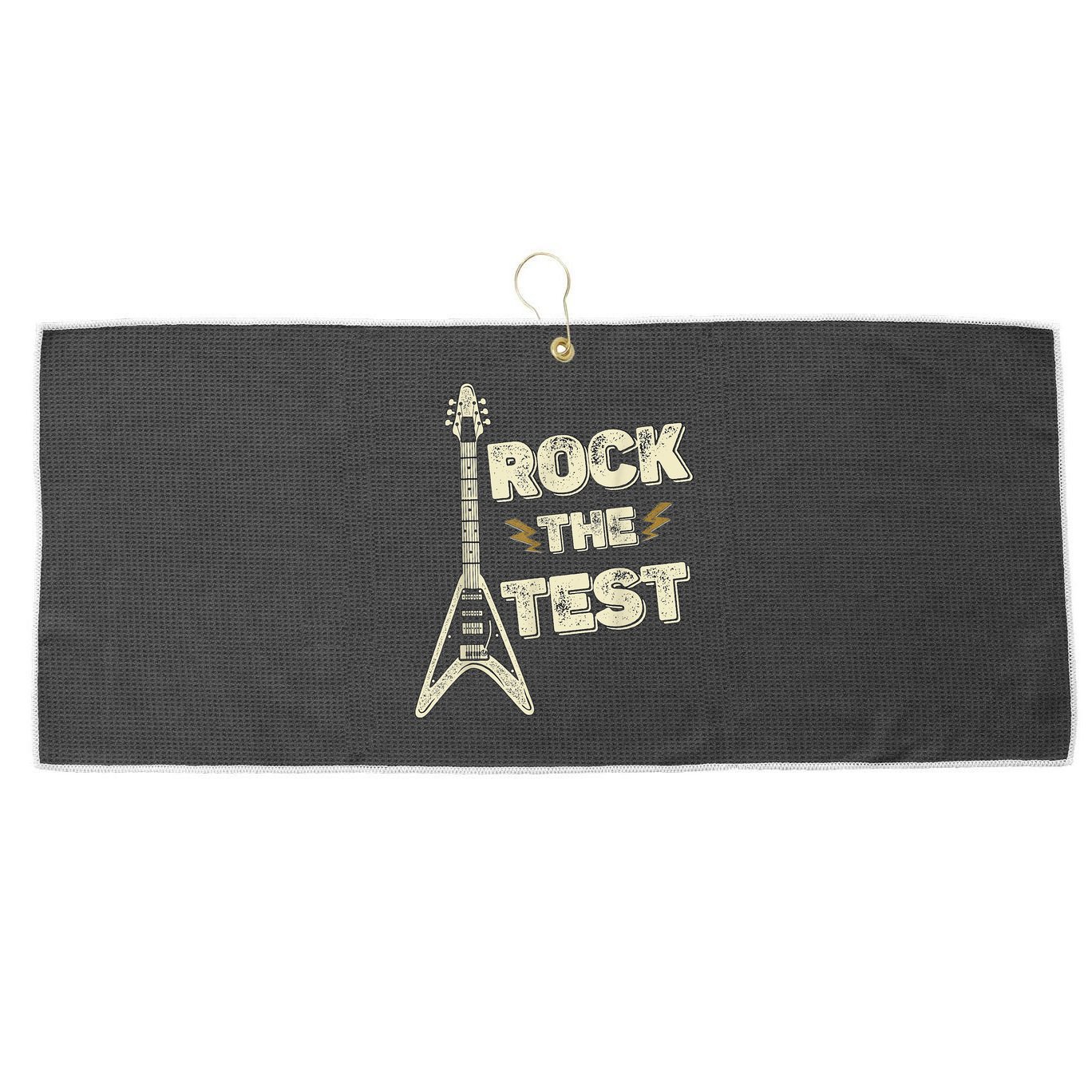 Rock The Test Guitar Teacher Test Day Testing Day Teacher Large Microfiber Waffle Golf Towel