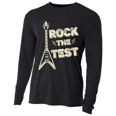 Rock The Test Guitar Teacher Test Day Testing Day Teacher Cooling Performance Long Sleeve Crew