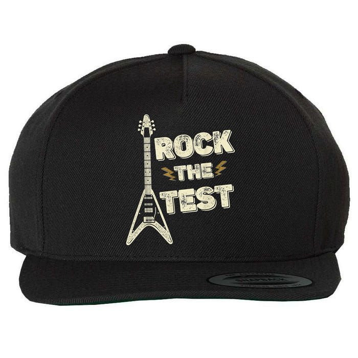 Rock The Test Guitar Teacher Test Day Testing Day Teacher Wool Snapback Cap