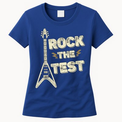 Rock The Test Guitar Teacher Test Day Testing Day Teacher Womens T-Shirt