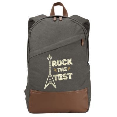 Rock The Test Guitar Teacher Test Day Testing Day Teacher Cotton Canvas Backpack