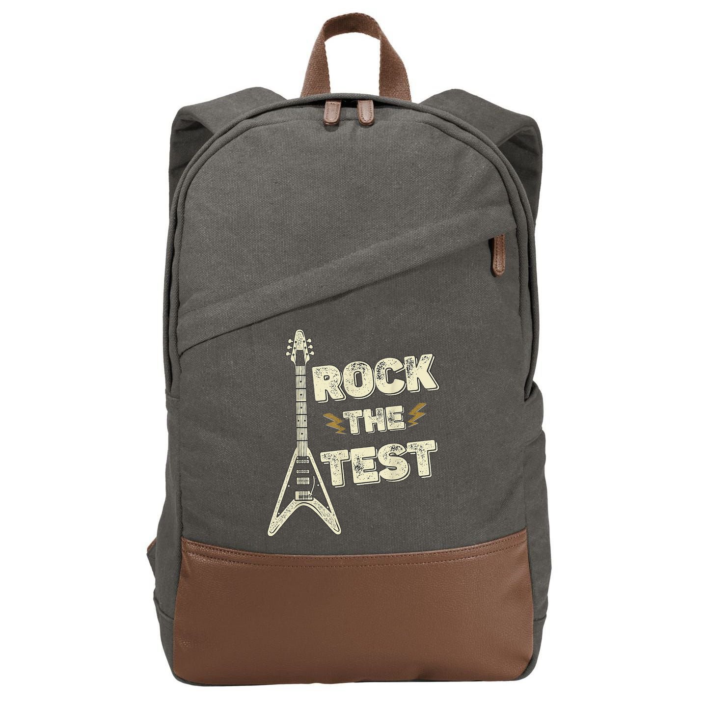 Rock The Test Guitar Teacher Test Day Testing Day Teacher Cotton Canvas Backpack