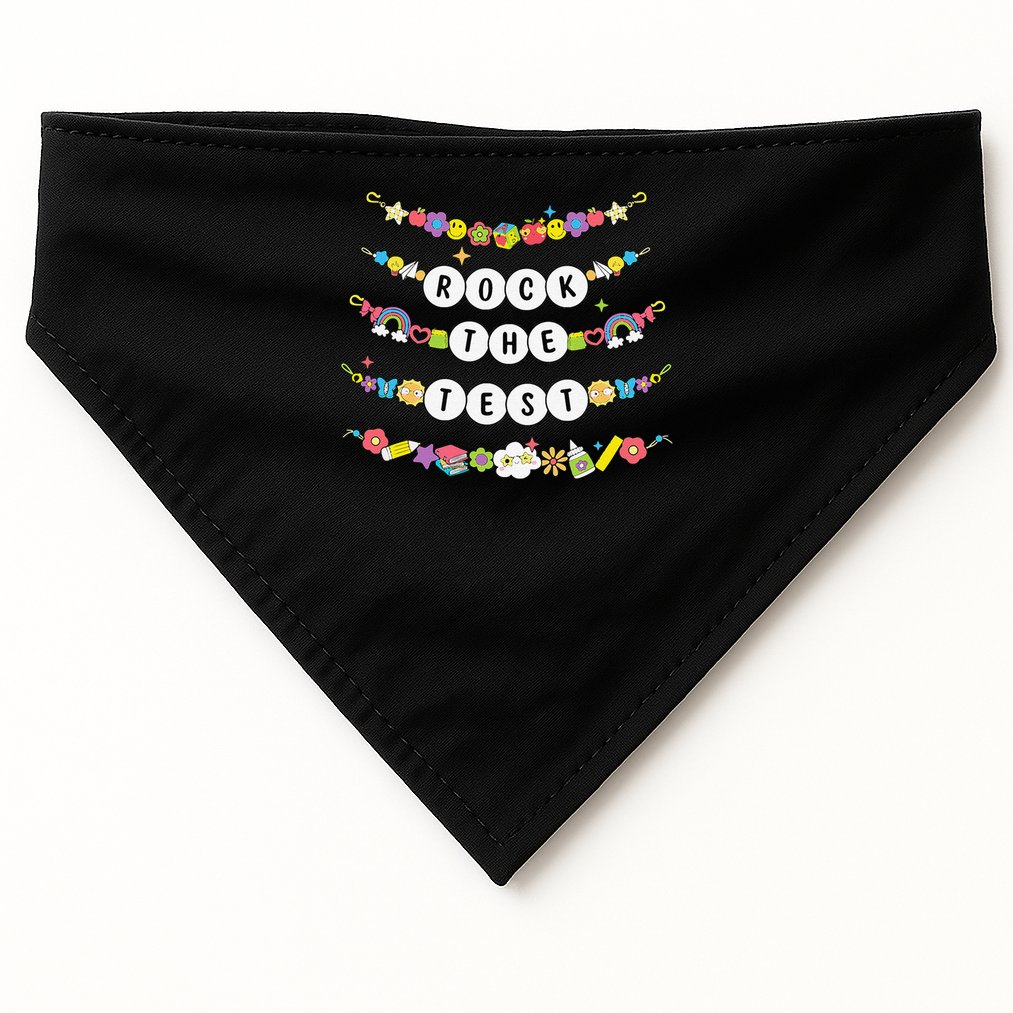 Rock The Test Testing Day Cute Friendship Bracelets Teacher USA-Made Doggie Bandana