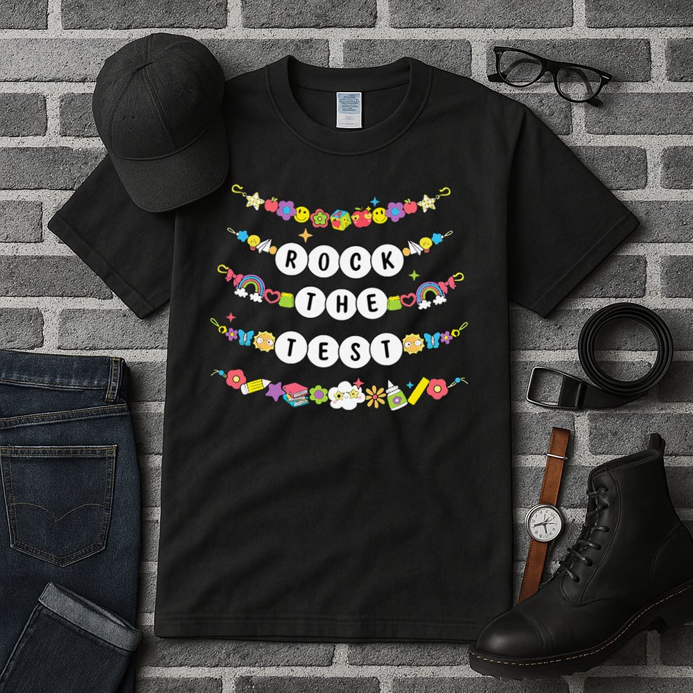 Rock The Test Testing Day Cute Friendship Bracelets Teacher Tall T-Shirt