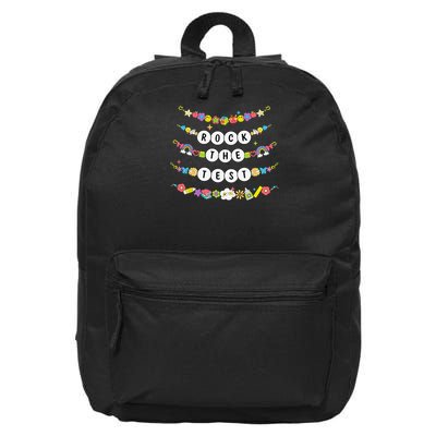 Rock The Test Testing Day Cute Friendship Bracelets Teacher 16 in Basic Backpack