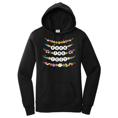 Rock The Test Testing Day Cute Friendship Bracelets Teacher Women's Pullover Hoodie