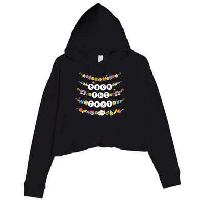 Rock The Test Testing Day Cute Friendship Bracelets Teacher Crop Fleece Hoodie