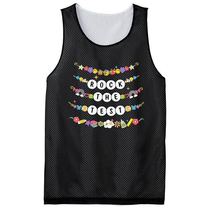 Rock The Test Testing Day Cute Friendship Bracelets Teacher Mesh Reversible Basketball Jersey Tank