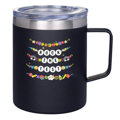 Rock The Test Testing Day Cute Friendship Bracelets Teacher 12oz Stainless Steel Coffee Mug