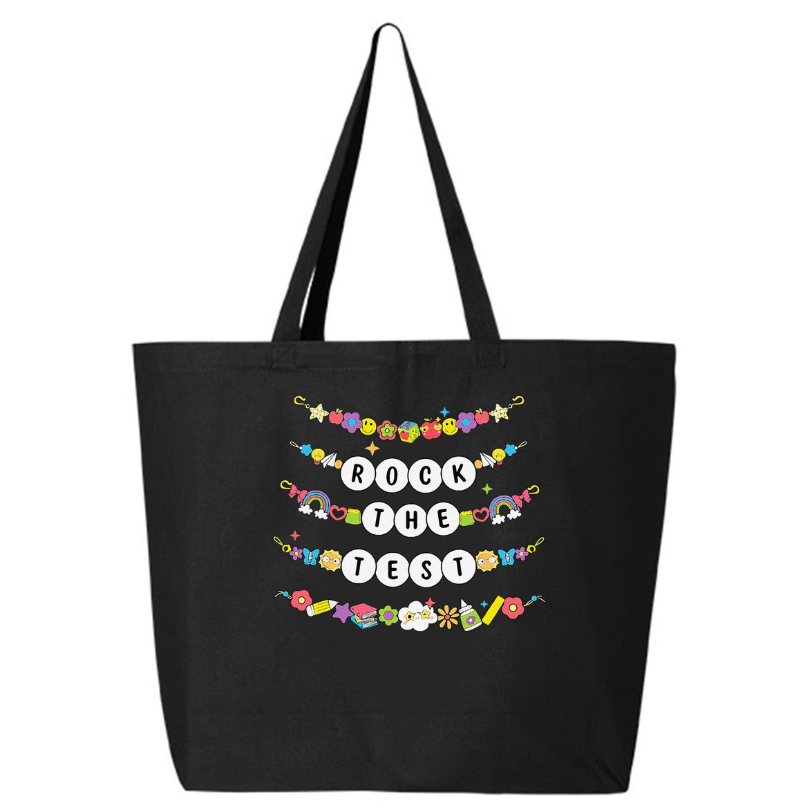 Rock The Test Testing Day Cute Friendship Bracelets Teacher 25L Jumbo Tote