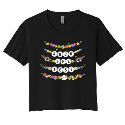 Rock The Test Testing Day Cute Friendship Bracelets Teacher Crop Top