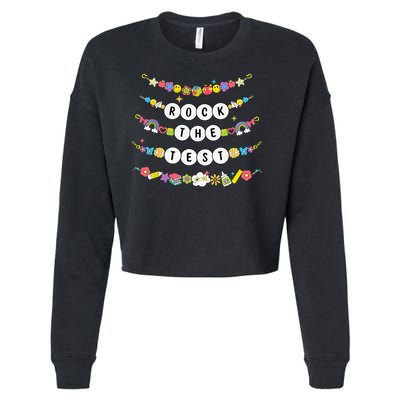Rock The Test Testing Day Cute Friendship Bracelets Teacher Cropped Pullover Crew