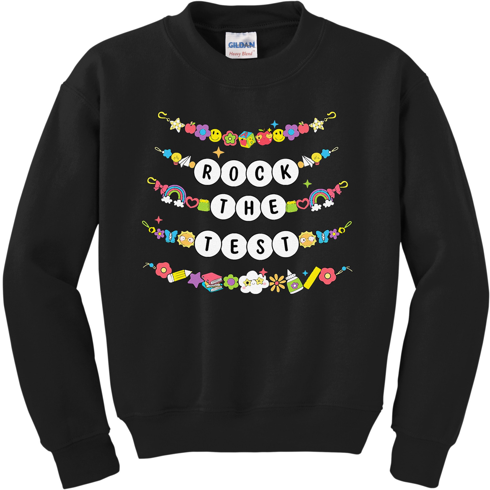 Rock The Test Testing Day Cute Friendship Bracelets Teacher Kids Sweatshirt