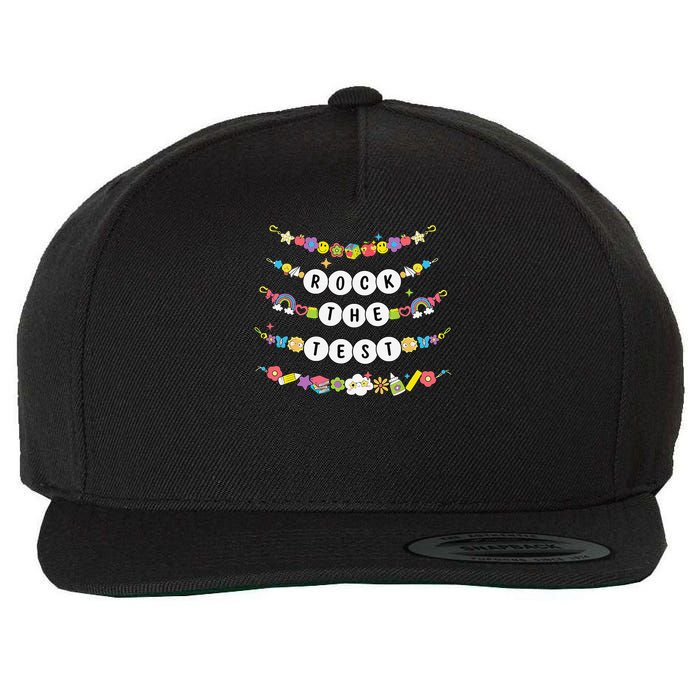 Rock The Test Testing Day Cute Friendship Bracelets Teacher Wool Snapback Cap
