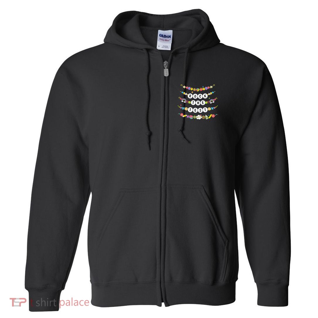 Rock The Test Testing Day Cute Friendship Bracelets Teacher Full Zip Hoodie