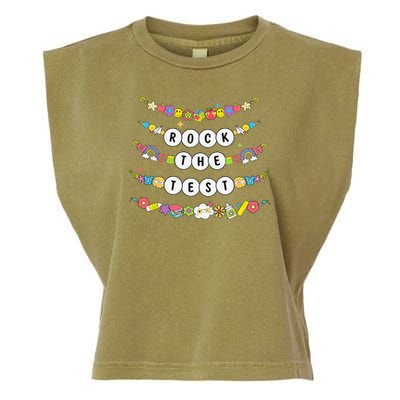Rock The Test Testing Day Cute Friendship Bracelets Teacher Garment-Dyed Women's Muscle Tee