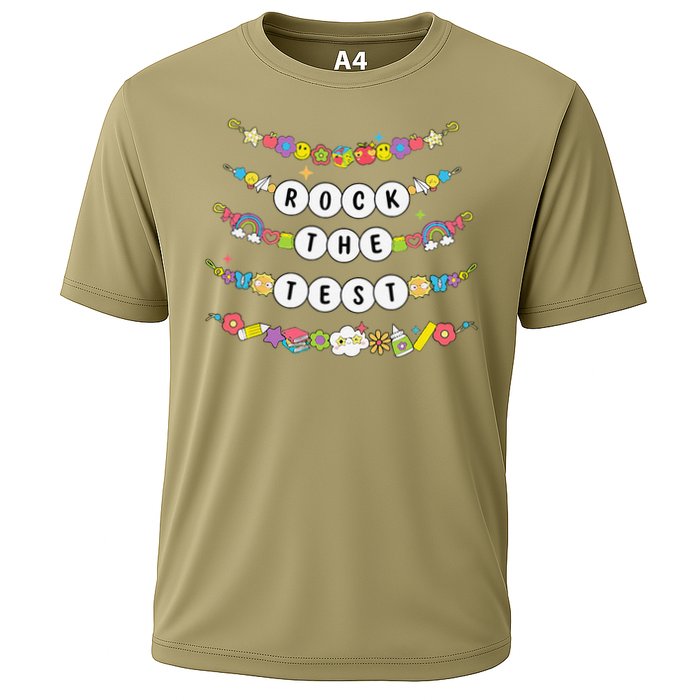Rock The Test Testing Day Cute Friendship Bracelets Teacher Cooling Performance Crew T-Shirt