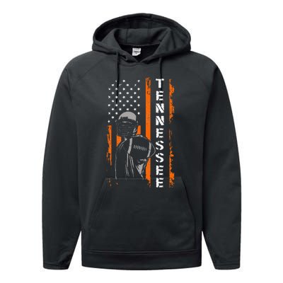 Retro Tennessee Throwback Design Tn Usa Flag Performance Fleece Hoodie