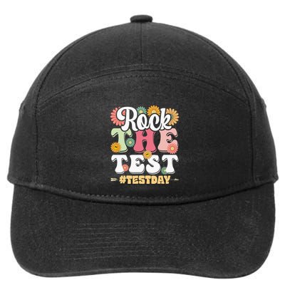 Rock The Test Testing Day Groovy Motivational Teacher 7-Panel Snapback Hat