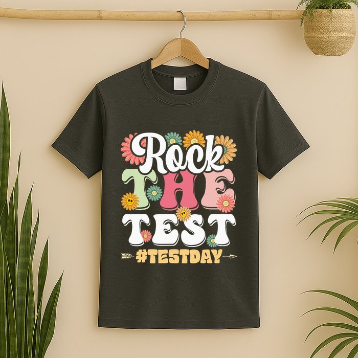 Rock The Test Testing Day Groovy Motivational Teacher T-Shirt