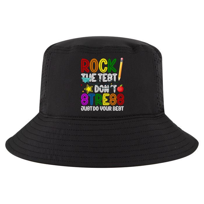 Rock The Test Don't Stress Just Do Your Best Educational Cool Comfort Performance Bucket Hat