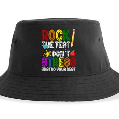 Rock The Test Don't Stress Just Do Your Best Educational Sustainable Bucket Hat