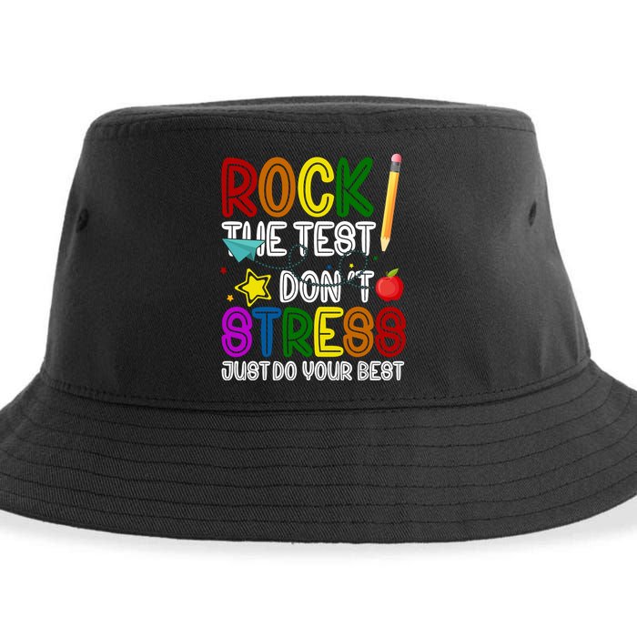 Rock The Test Don't Stress Just Do Your Best Educational Sustainable Bucket Hat